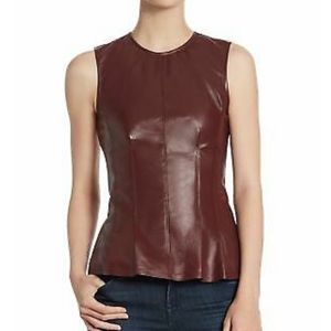 Theory Darted Combo Leather Top